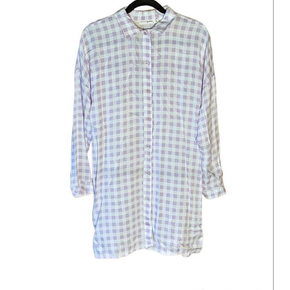 Live To Be Spoiled Pajama/Lounge Set - Lavender/White  Check. Medium
